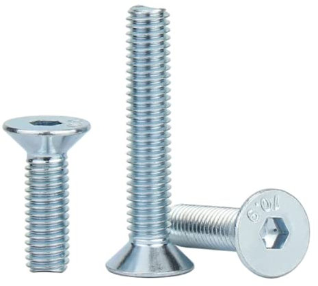 PULaif Selbstschneidende Schrauben, verzinkte Senkkopf-Innensechskantschrauben der Güteklasse 10,9, Flachkopfschrauben, Flachkopfschrauben, M4*6~M4*30, M4*30/50 Stück (Color : M4*6/100pcs)