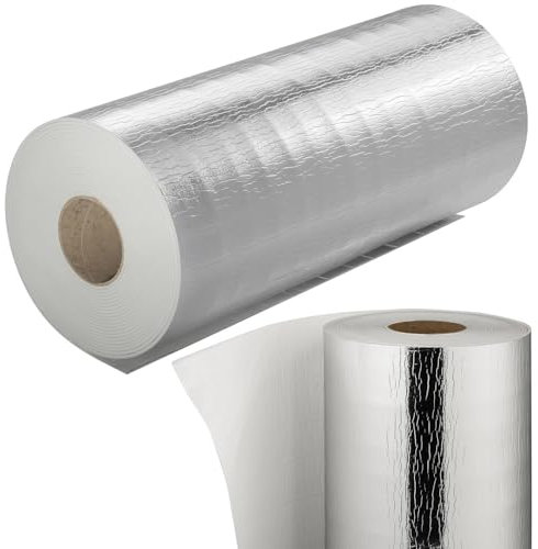 Selbstklebende Heizkörper Reflexionsfolie 10m x 0,48m x 3mm | Wandisolierung Reflexionsplatte Reflektionsfolie Isoliermatten Thermomatte Alufolie Heizung Isolierung Dämmung Isolierfolie Dämmfolie