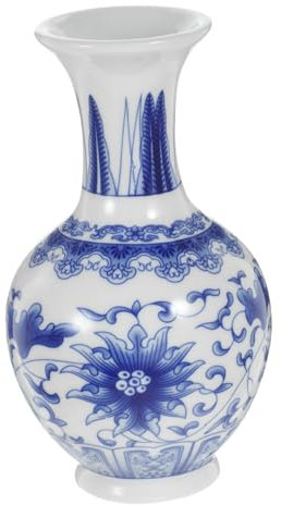 AOKWAWALIY Florero De Porcelana Azul y Blanca Enchufes Deslizantes Decoración De Estantería Florero para Arreglo Floral Mini Jarrón Antiguo Escultura Japonesa Maceta Cerámica Escritorio