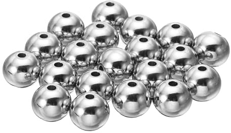 PATIKIL Smooth Round Spacer Beads, 20 Pcs 10mm OD 2mm ID 304 Stainless Steel Loose Balls Spacers Metallic Seamless Ball Beads for DIY Bracelet Necklace Earring Jewelry Making, Silver