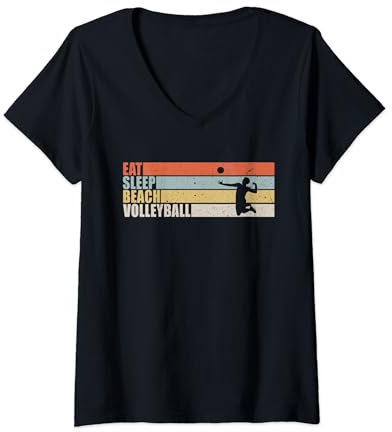 Damen Volleyball Kleidung Herren Mann Beachvolleyballer T-Shirt T-Shirt mit V-Ausschnitt