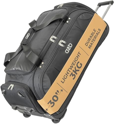 A2B Large Wheeled Duffle Bag with Wheels - 30 Inch Rolling Holdall - Lightweight 3.0 kg - Travel Festival Sport Gym Cricket Trolley Duffel Bag on Wheel's AB005 (Large 30)