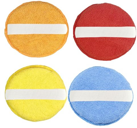 Dinghaole Microfibre Hand Polishing Car Sponge (4 Pieces), 120 x 25 mm with Elastic Band, for Paintwork Cleaning, Car and Motorbike Polishing, Car Waxing, Can be Used Instead of a Polishing Machine
