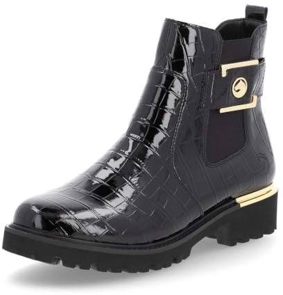 Remonte Damen Chelsea Boots D8684, Frauen Stiefeletten,lose Einlage,flach,Stiefel,Bootee,Booties,halbstiefel,Kurzstiefel,schwarz (03),38 EU
