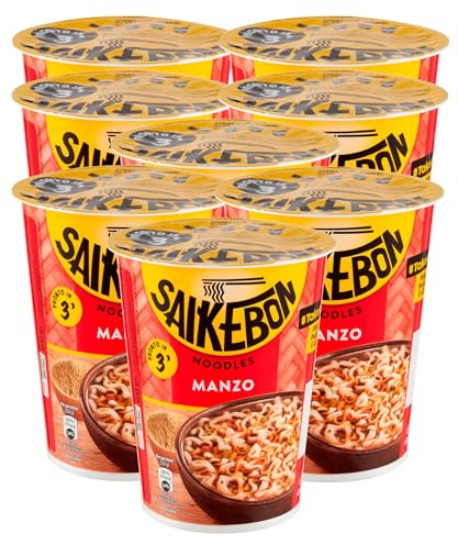 Star Saikebon Noodles Gusto Manzo Nudolini Istantanei Orientali alla Farina di Frumento Pronti in 3 Minuti - 8 Confezioni da 60g