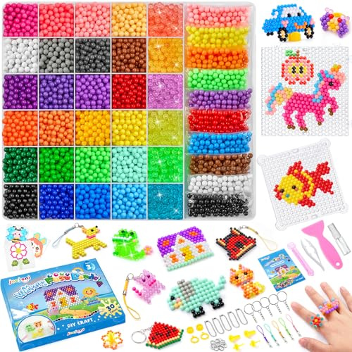 JoeJoni 30 Color Water-Fuse Beads Kit, 4000 Magic Sticky Beads Set with Arts & Crafts Accessories for Beginners DIY Toys