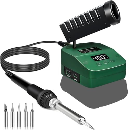 Lötkolben für Bosch 18V Home und Garden PBA Akku, Schnelles Aufheizen Lötstation mit LED Digitale Display, Mobilität Soldering Iron mit USB&Type-C für Heimwerker, Gerätereparatur, Drahtschweißen