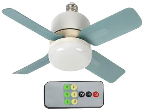 HTU E27 Socket Ceiling Fans with Lights with Remote Control 14W LED Small Ceiling Fan Dimmable Replacement Light Bulb/Ceiling Fan for Bedroom Living Room Kitchen Balcony