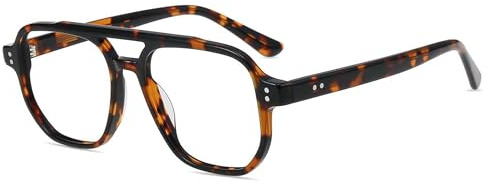 firmoo Pilotenbrille Blaulichtfilter Brille Damen Herren Ohne Sehstärke Übergroß Klassischer UV Schutzbrille Blue Light Blocking Glasses Computerbrille, Acetate