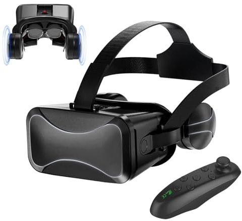 Kit per realtà virtuale , cuffie con telecomando, cuffie per giochi 3D, video, occhiali immersivi per bambini, cuffie per realtà virtuale 3D, occhiali per bambini e adulti