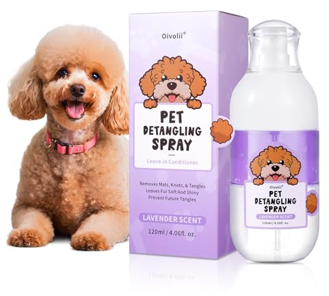 Hundknutlösare spray för avmattning, naturlig hund-leave-i-balsamsspray för pälsvård och borttagning av hundpälsknknutar, perfekt för poodleblandningar (dodles) och alla pälstyper, m