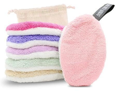 Hsyadazi 4 Pezzi di Dischetti Struccanti Lavabili (Viola/Verde/Marrone/Rosa) - Dischetti di Cotone Riutilizzabili per La Pulizia Del Viso - Ipoallergenici E Super Delicati per Tutti I Tipi di Pelle