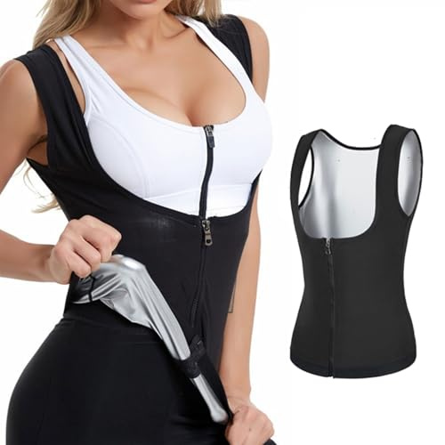 Chaleco Neopreno Sauna para Hombres y Mujeres Trajes Sauna Compresion Adelgazantes Adelgazante Sudoración Deporte Shapewear Camiseta Sauna para Deporte Fitness, Sauna, Sudar Rapido (Plateado, L)