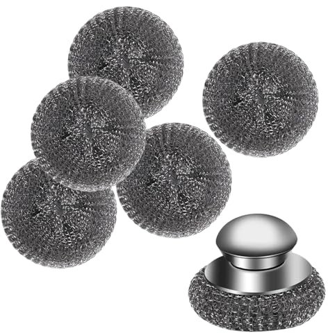 NONGYU 1 set di spugne abrasive in lana d'acciaio con cuscinetto di ricambio per una pulizia efficiente delle attrezzature da cucina