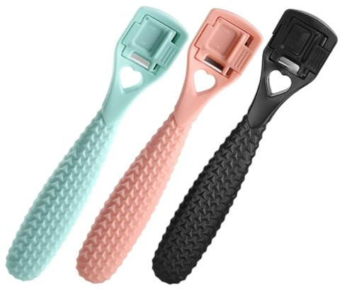 Ipetboom Raschio Calli Piedi 3 Pezzi in Acciaio Inox, Testa Removibile e Manico Antiscivolo per Rimuovere Pelle Dura e Duroni Colore Casuale