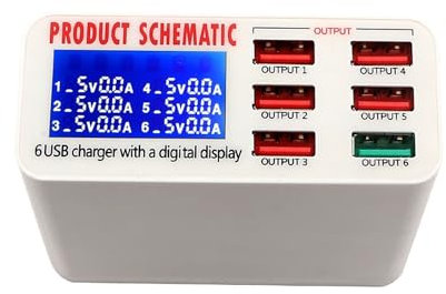 Ladestation Mehrere Geräte, 6 USB-Anschlüsse, Schnellladerät, LED-Anzei, Multi-USB-Ladestation, Dock, Universelles Aufladen Von Mobiltelefonen(40W-896,With PD100W Cable)