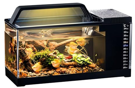 dewdat Aquarium Set - Fischbecken Mit Filter Und Beleuchtung - Komplettset Mit Leiser Pumpe, Stilvolle Deko Für Schlafzimmer Wohnzimmer & Home-Office