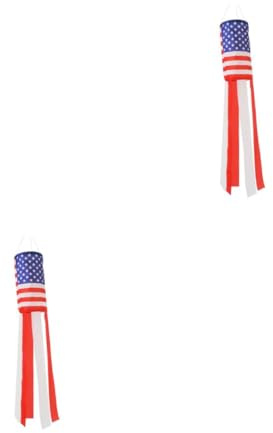 TOYANDONA 2 Pièces Étoile Rayures Drapeau Américain Wind Vane Décoration Suspendue Extérieure Rouge Blanc Bleu