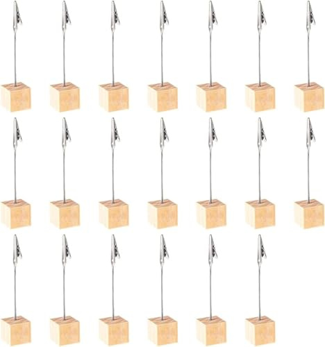 20 Pcs Porta Foto con Mollette, Cubo Base Memo Foto, Porta Segnaposto Clip