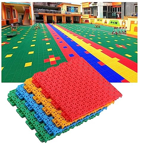 Dalles de sol modulaires emboîtables en caoutchouc imperméable, tapis de sport en plastique coloré résistant aux intempéries pour aires de jeux extérieures, 25 x 25 cm, idéal pour les jardins et les