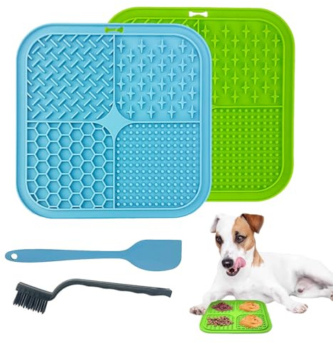 pclapora 2 stycken slickmattor för hund, 20 x 20 cm slickmatta för katt, läckagematta hund med sugkoppar, läckmatta för hundar och katter, för husdjur, ångestlindring och långsam utfodring
