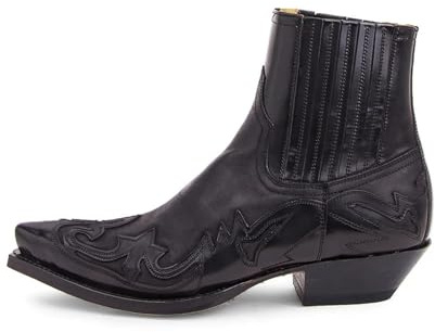 DYYEUAVT Stivali da Uomo con Zeppa, Stivaletti da Uomo, Stivali da Cowboy Western, Scarpe Unisex in Pelle da Uomo, Resistenti(Black,40)