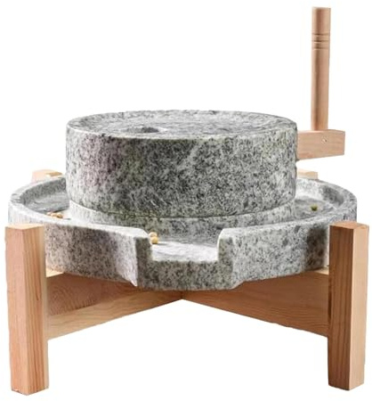Manual Grain Wheat Flour Paste Stone Mill Grinder, Natural Stone Food Mill, Manual Dry/Wet Graphite Machine Industry Handmade Stone Mill Tool(35cm(13.8))