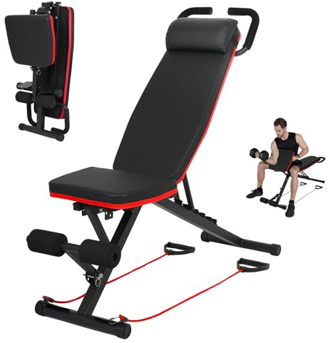 JINPALAY Banco de Pesas Ajustable y Plegable, Musculación Multifuncional, Carga Máx. 250/300kg, con Banco Scott o Silla Romana de Hiperextensión (3 en 1 con Silla Romana)