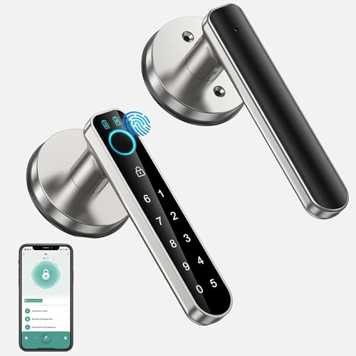 Fingerprint Door Lock-biometric Door Lock，Smart Door knob,with passcode keypad keyless Entry Door Handle，for Bedroom Home Hotel Office Apartment
