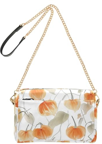 KLL Art Cape - Bolso cruzado pequeño de piel vegana para mujer, diseño de grosella espinosa, color blanco