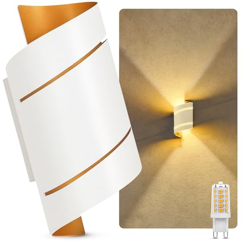 SSC-LUXon VYRA Wandleuchte schwarz-gold Up & Down G9 3W warmweiß inkl LED | Wandlampe schwarz-gold mit Up-Down-Licht - warmweiß, Schlitzdesign für Schlafzimmer, Flur & Wohnzimmer, inkl. G9 LED