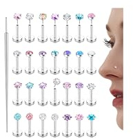 Morfetto 16G/18G/20G Helix Piercings Silber Chirurgenstahl Hypoallergen | Gewindelose Flatback Nasenpiercing Stecker Lippenpiercing Silber Tragus Knorpel Labret Ohrringe Piercing Ohr 6/8 MM