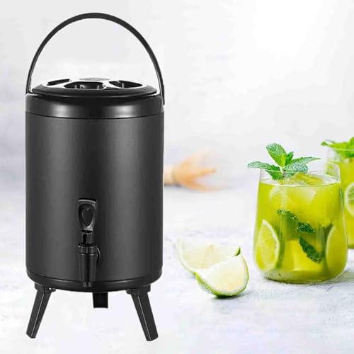 GYYFQH Thermos con Rubinetto 6L/8L/10L/12L Dispenser per Bevande caraffa in Acciaio Inox a Doppio Isolamento per Limonata tè Freddo e caffè(Matte Black,12L)