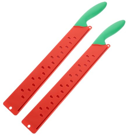 BESPORTBLE Cuchillo para Cortar Sandía Acero Inoxidable Dentado 2 Piezas Hoja Larga Cortador Frutas Herramientas Cocina Hogar