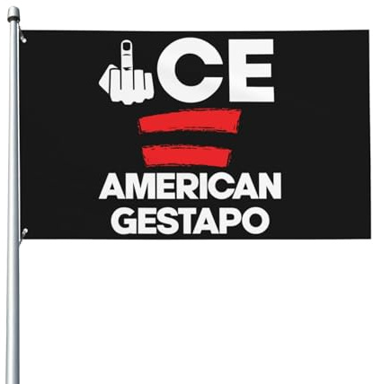 Cartello con bandiera Gestapo Ice 3x5 Fuck Ice è l'inglese per bandiera Gestapo, arazzo per la decorazione del cortile della stanza, senza asta portabandiera