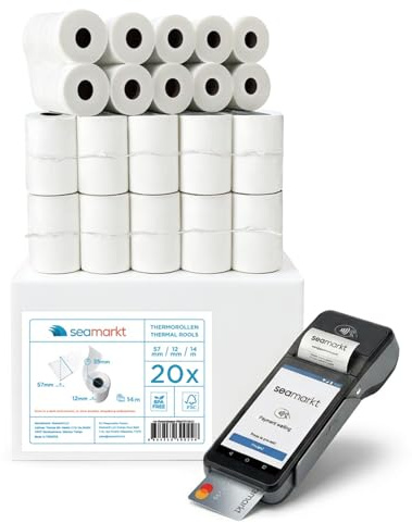 57x40mm Thermal Paper 14 Meter Till Receipt Roll for Credit Card All PDQ Machines POS, EPOS, Cash Register BPA Free 57 mm x 40 mm
