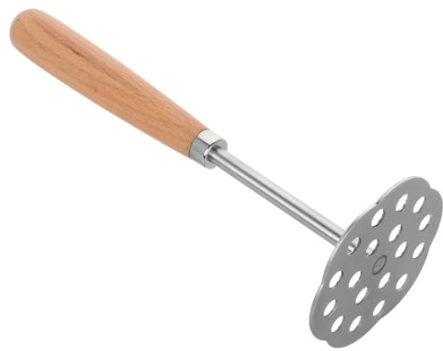 VICASKY Presse à Pommes de Terre en Acier Inoxydable avec Poignée en Bois, Presse-légumes Manuel pour Purée, Facile à Utiliser, pour Préparer Aliments Bébé et Écraser Avocats