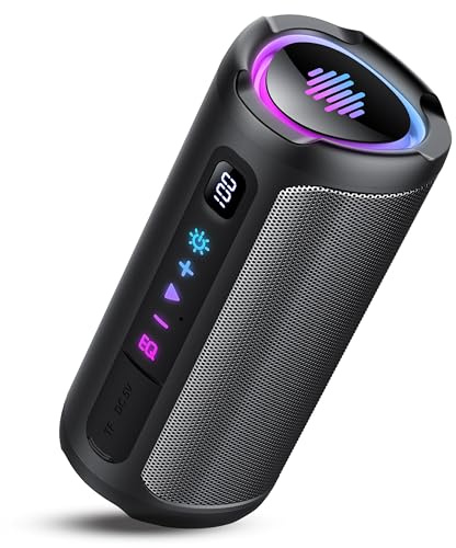 aowoka Enceinte Bluetooth Puissante sans Fil avec Lumière LED, Écran Numérique Haut-Parleur Portable 20W, Basses Améliorées, Autonomie 20H, Bluetooth 5.4, Étanche IPX7, pour Voyage/Sport/Fête