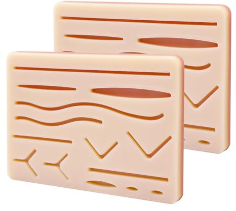 CFKJHAN 2 Stück Übungsbrett Silikon Nahtpads mit 3 Schichten Practice Pad