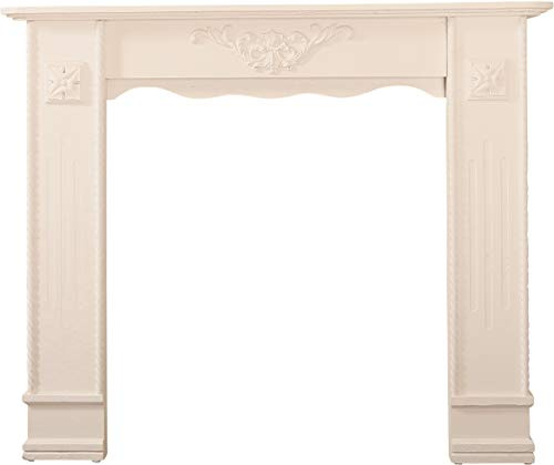 My Flair 161030 Kaminumrandung Kaminkonsole Raphael im Shabby Chic Design Weiß/Antik ca. 100 cm x 122 cm