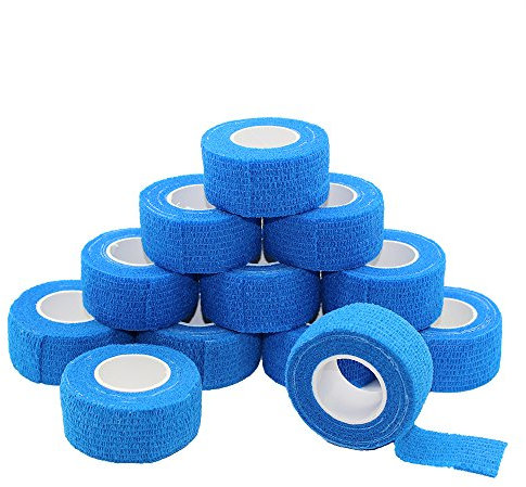 12-pack, 2,5 Cm X 4,6 M, Bandes Auto-agrippantes Cohésif, Solide Sports Ruban Adhésif Pour Doigt Entorses Et Gonflements, Autocollants, Rouleaux De Bandage, Couleur Bleue