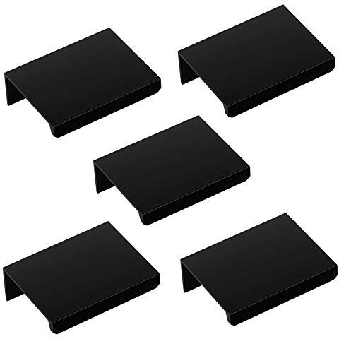 SOTECH 5 Stück Möbelgrife Blankett Jane 50 mm schwarz BA 32 mm Schrankgriffe zur Montage an der Frontinnenseite inkl. Befestigungsschrauben