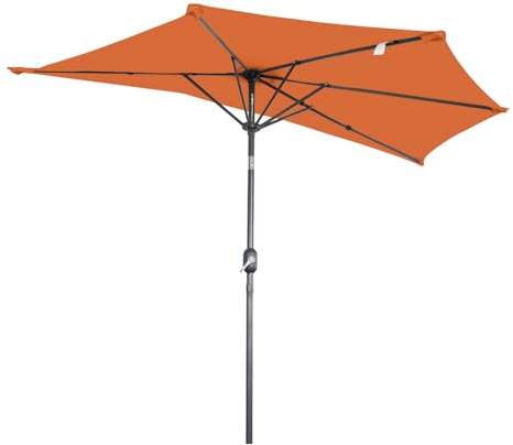 Angel Living Halber Sonnenschirm mit Kurbel und Neigbar, UV-Schutz Marktschirm für Terrasse,Poolbereich,Balkon & Garten (Terracotta, 270 cm)
