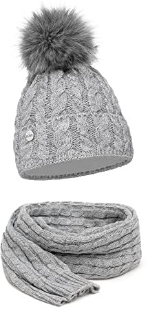 ELIMELI® Damen Winter Mütze warme Strickmütze Wintermütze mit Bommel Slouch Strick Beanie Damen für Winter Bommelmütze Hergestellt in EU Farbenauswahl 15568