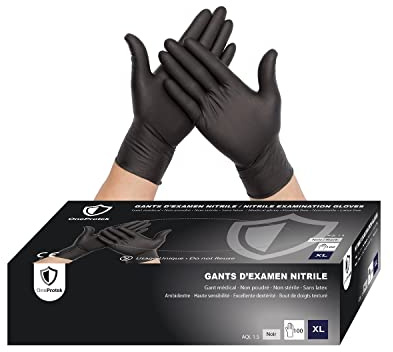 OneProtek - Guantes de nitrilo desechables Talla XL - 2x 100 PCS/Caja, Negro - Sin látex sin polvo - Resistentes y multiusos, protección contra los productos químicos - Disponible en caja de 1, 2