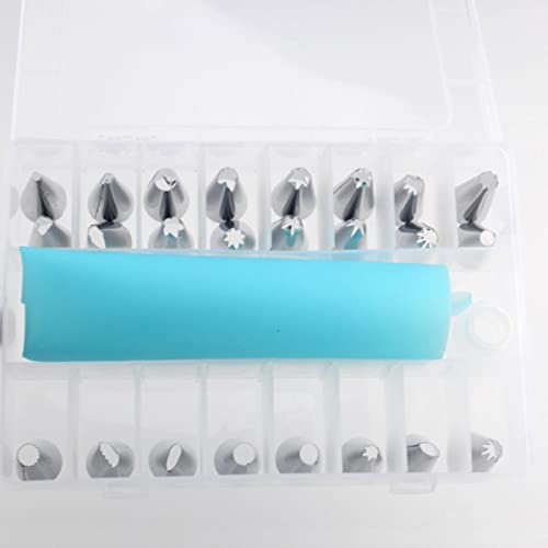 26 PZ Strumento di Pasticceria Sacchetto di Pasticceria In Silicone Sacchetti di Pasticceria Riutilizzabili FAI DA TE + 24 Set di Ugelli Strumenti di Decorazione di Torte Accessori di Decorazione di