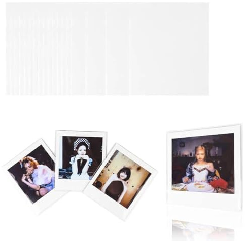 Baskiss 100 Packs Kpop Polaroid Sleeves, Ultra Clear and Thick Sleeve 200 Microns Protectors Cover, Perfect Protective Sleeve for Kpop Standard 72x86mm Square Polaroid, Unsealable (100P - 76x89mm)