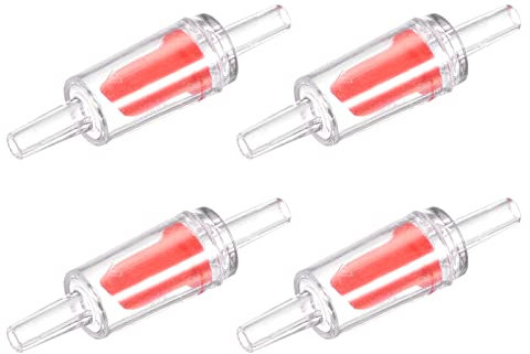 sourcing map 4 Stück Luftpumpe Rückschlagventile 5mm/0.2 Rot Aquarium Luftventil Einweg Rückschlagventil für Aquarien Hydroponik