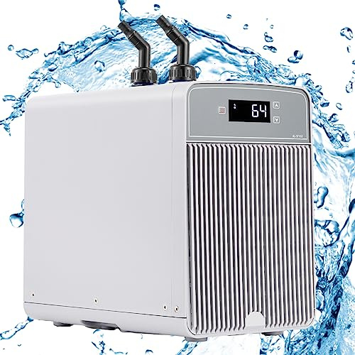 Poafamx Enfriador de acuario Enfriador de agua de 42 galones para tanque de peces 1/10 HP enfriador de agua compresor de refrigeración para sistema hidropónico Axolotl agua salada agua dulce medusas