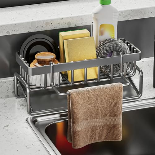 KKC spülbecken Organizer, küchen schwammhalter für Bürste, Schrubber, spüle robust Metall spültuchhalter, Sink Sponge Holder schmal